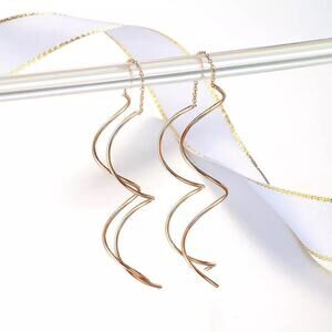 Los Angeles Boutique Gold Simple Spiral Dangle Drop Earrings Fashion Designer
